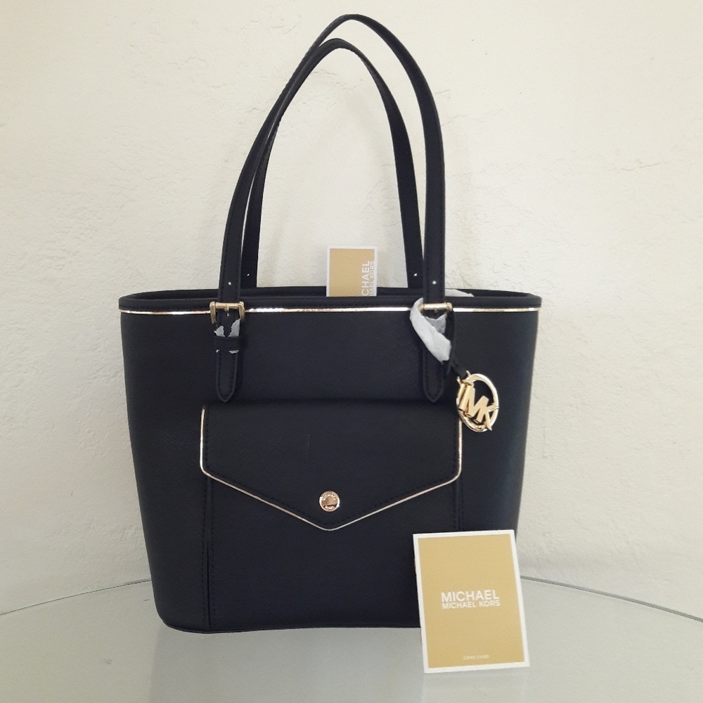 NWT  MICHAEL KORS SAFFIANO LEATHER FRAME MD TOTE